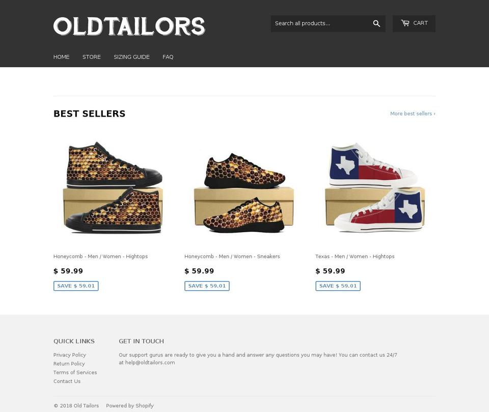 oldtailors.com — Shopify storefront screenshot