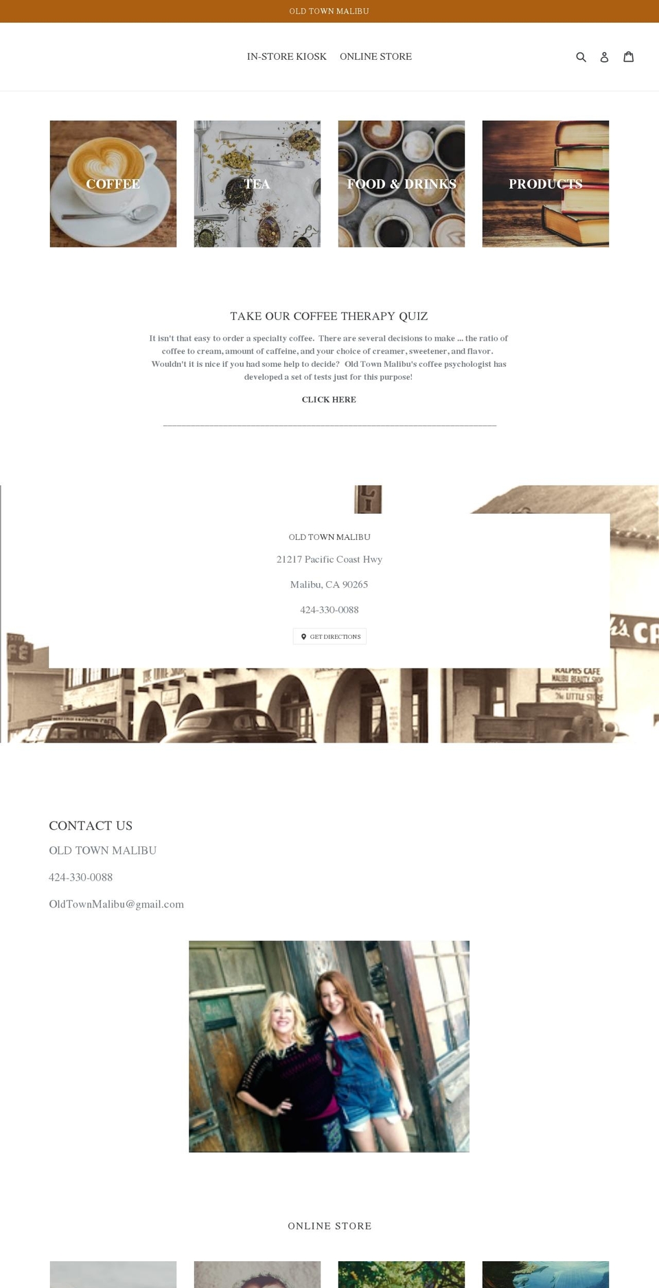 oldtownmalibu.com shopify website screenshot