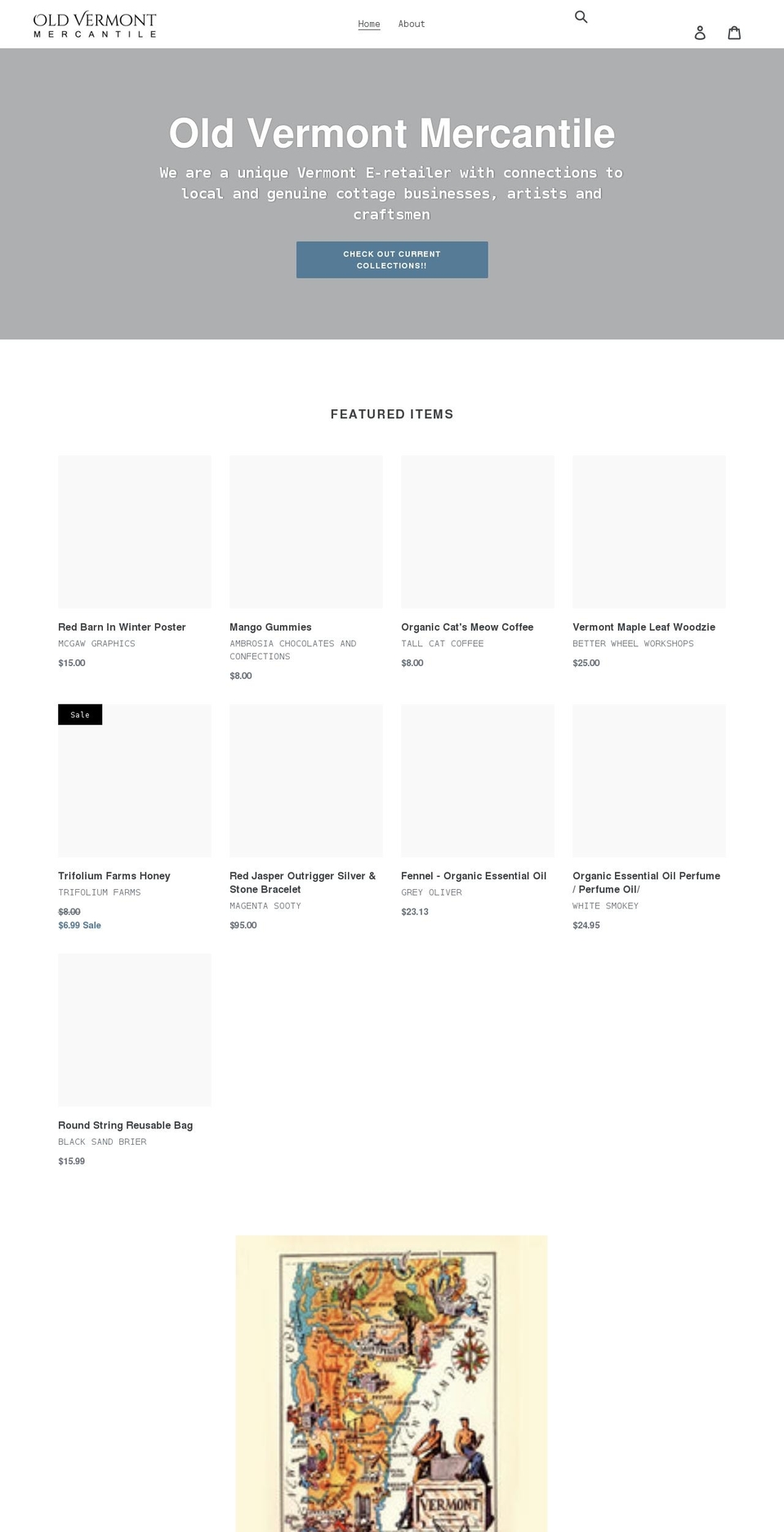 oldvermontmercantile.com shopify website screenshot