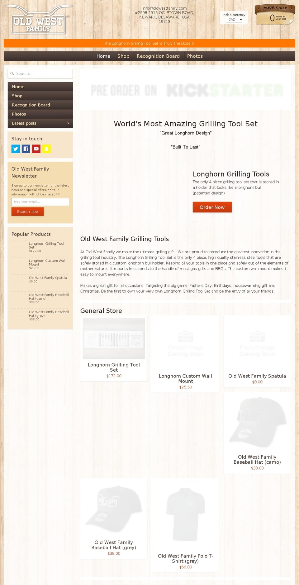 oldwestfamily.com — Shopify storefront screenshot