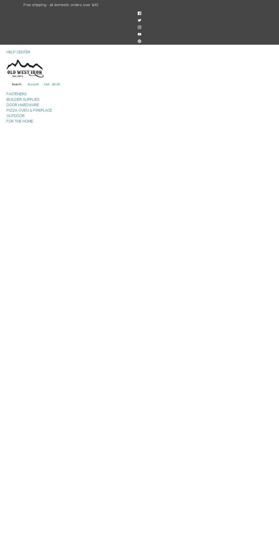 oldwestiron.com shopify website screenshot