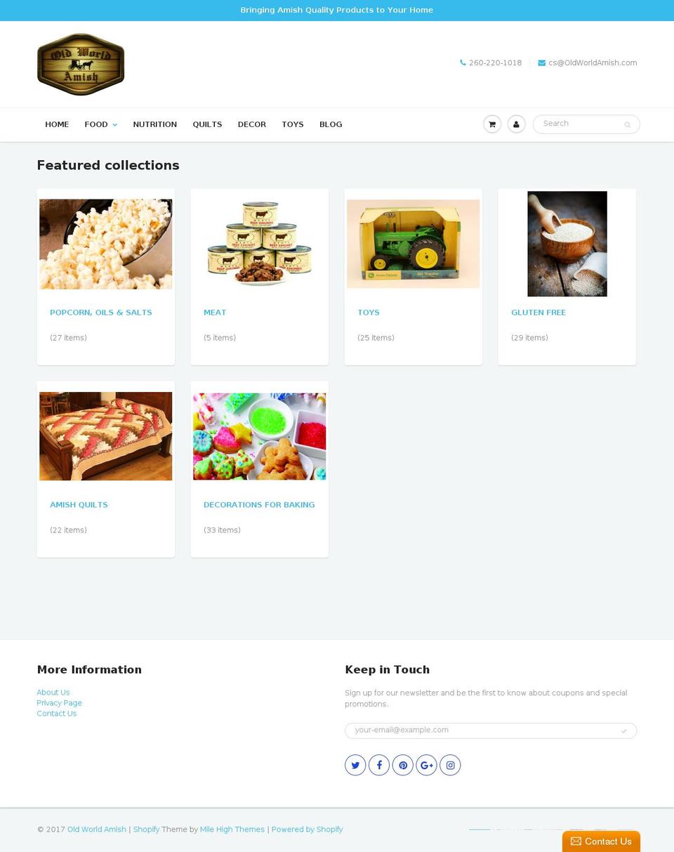 oldworldamishproducts.com shopify website screenshot