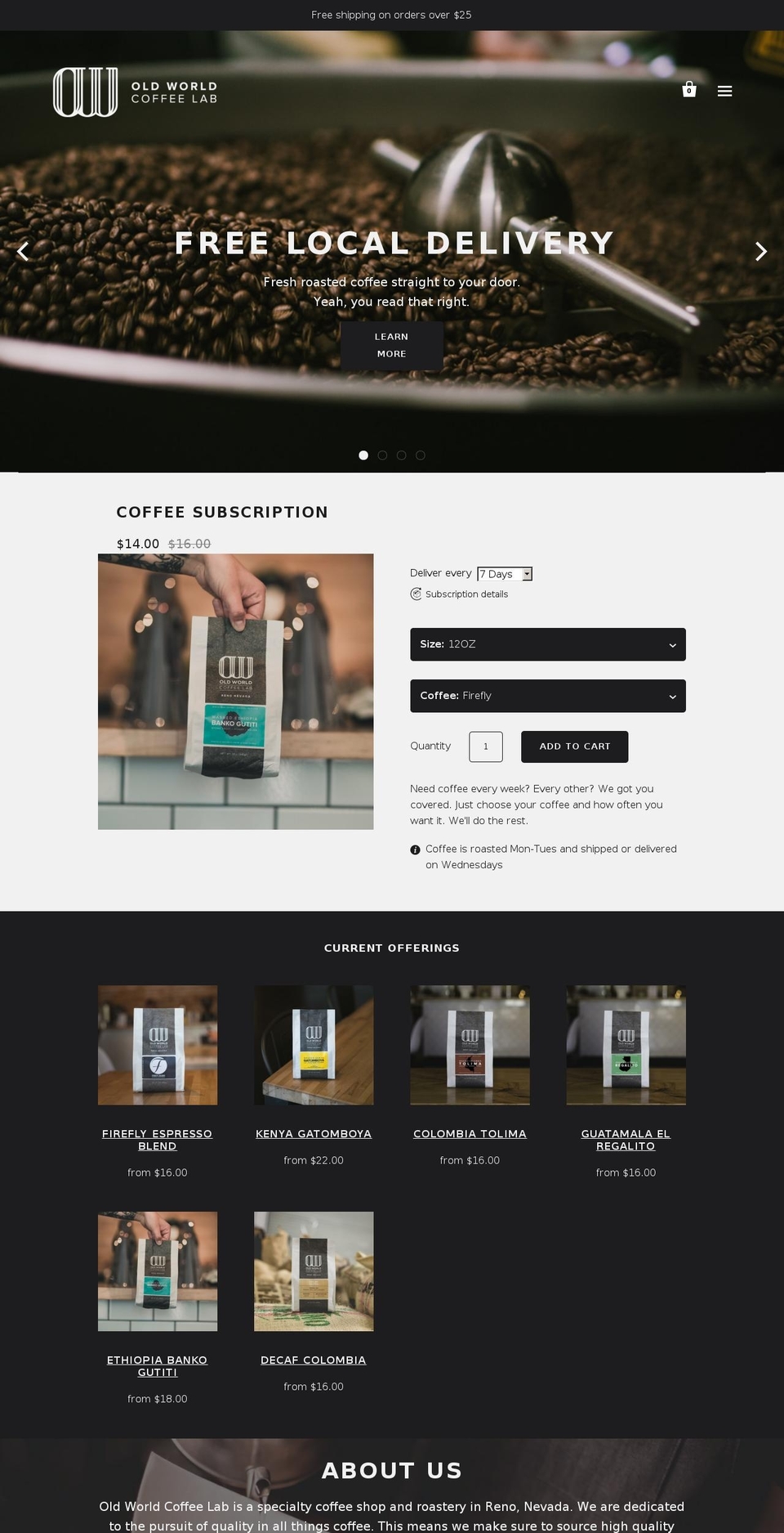 oldworldcoffee.co shopify website screenshot