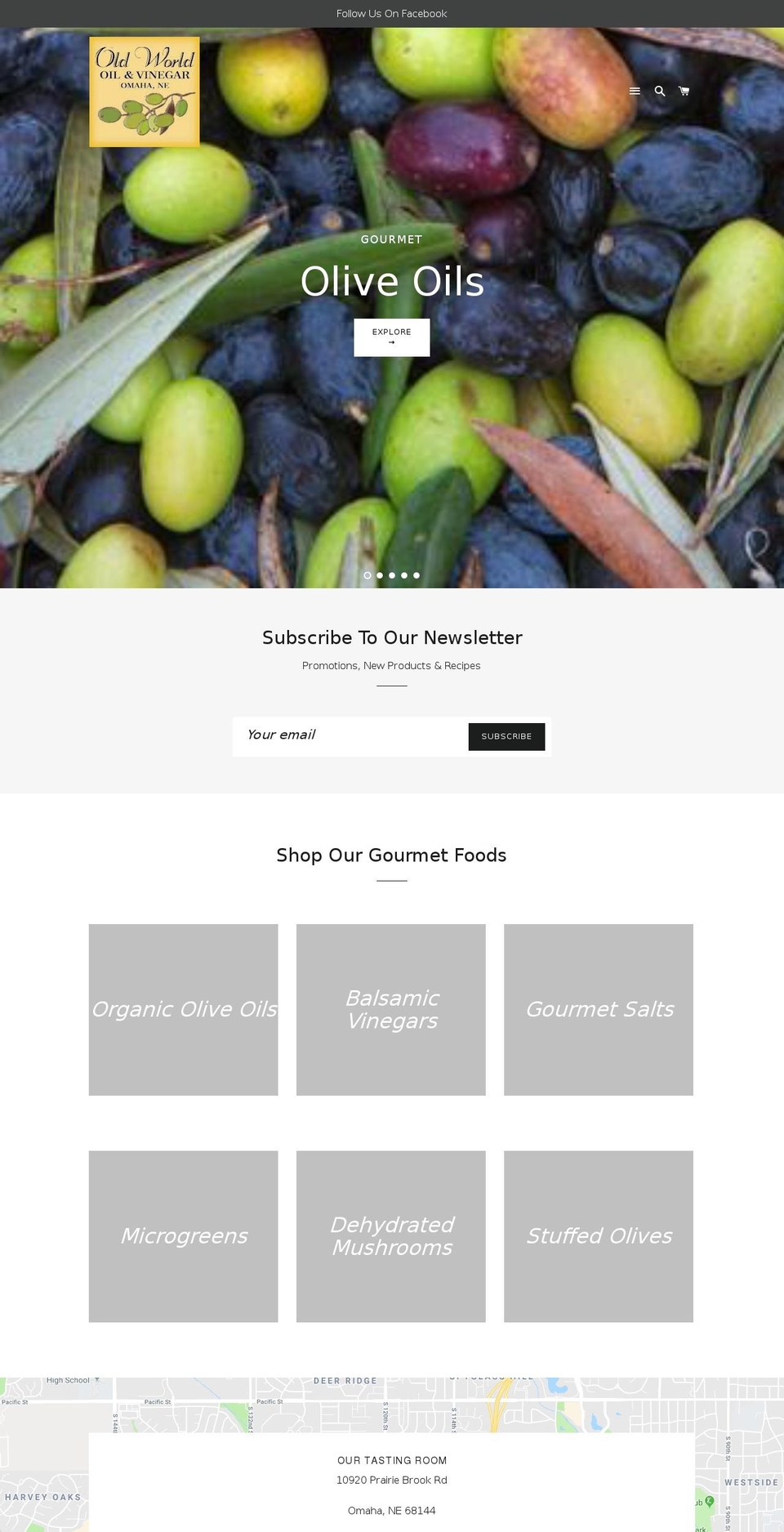 oldworldoilandvinegar.net shopify website screenshot