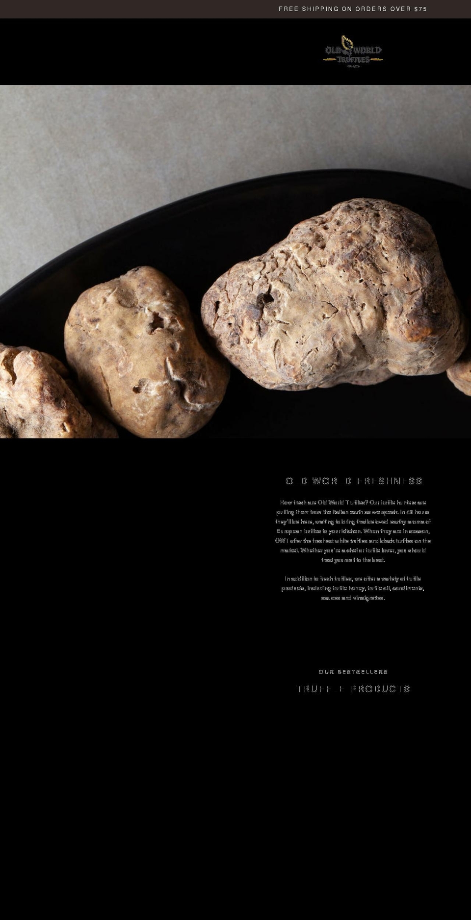 oldworldtruffles.com shopify website screenshot