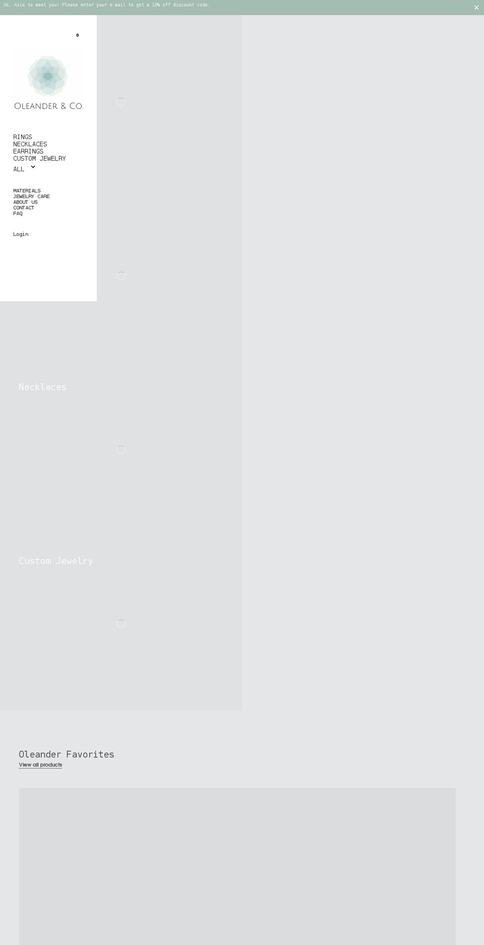 oleanderla.com shopify website screenshot