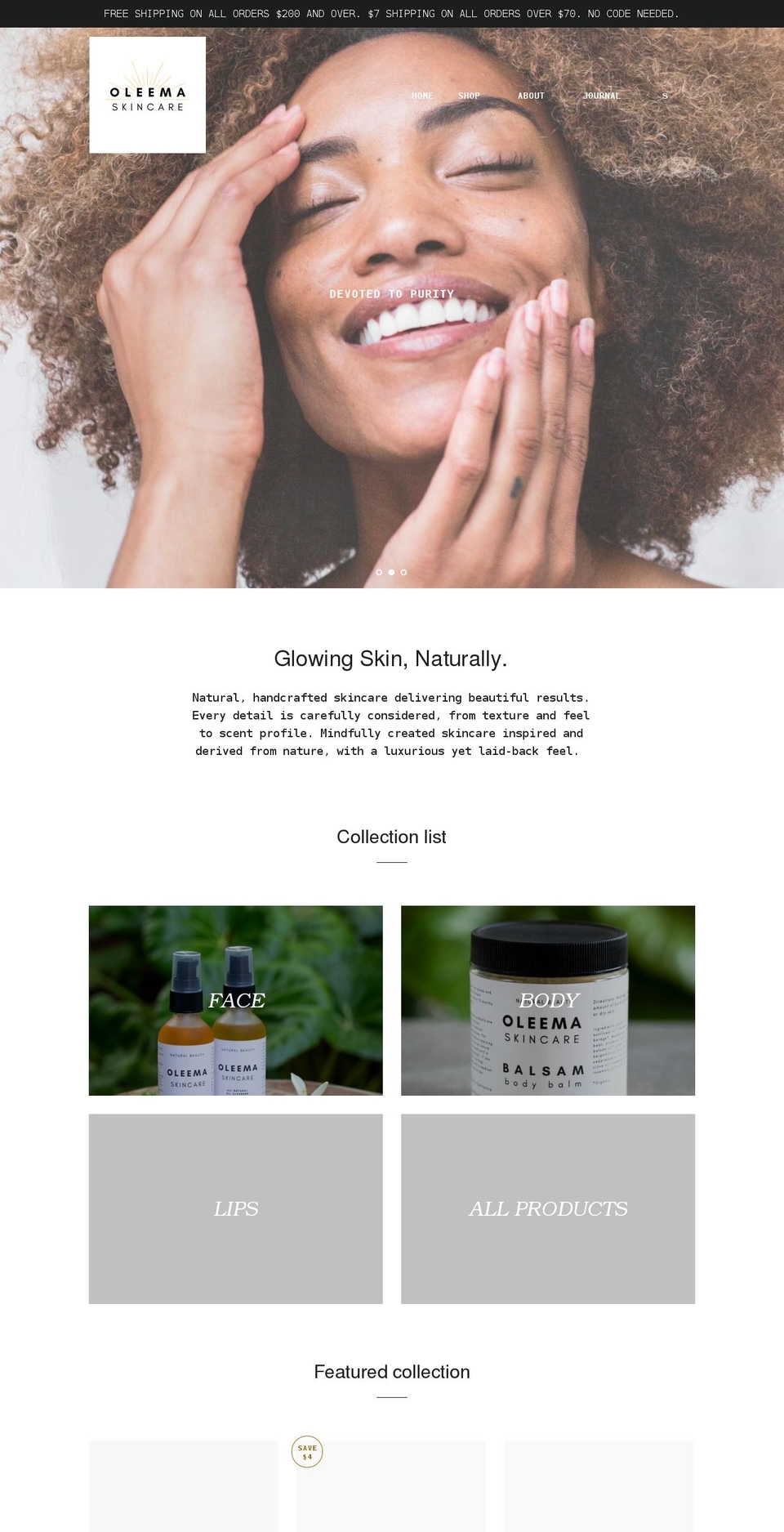 oleemaskincare.com shopify website screenshot