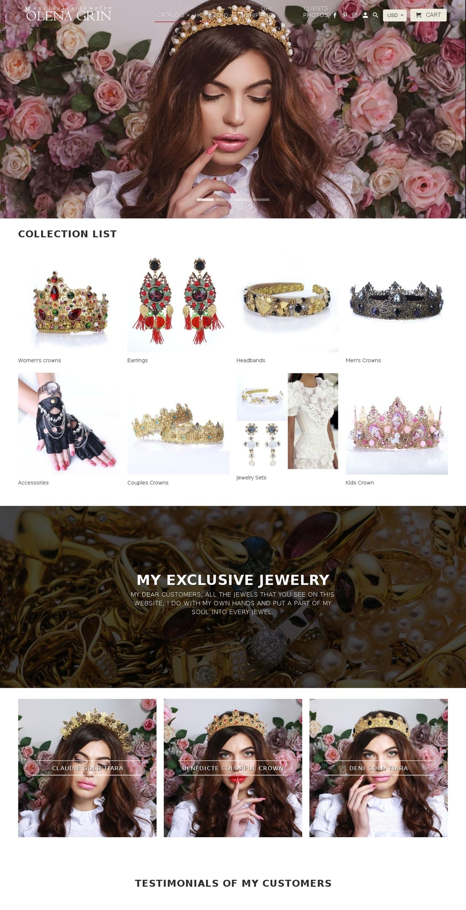 olenagrin.com — Shopify storefront screenshot