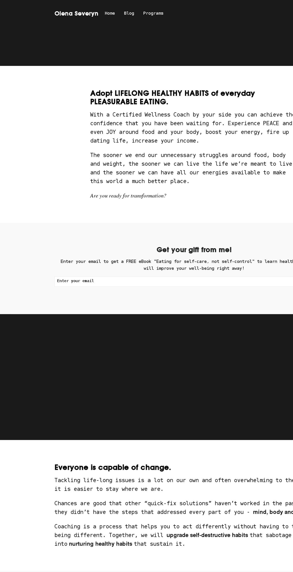 olenawellnesscoach.com shopify website screenshot