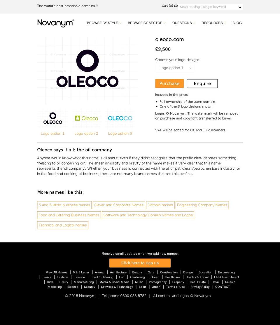 oleoco.com — Shopify storefront screenshot