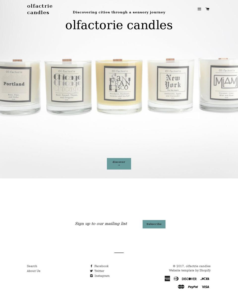 olfactoriecandles.com shopify website screenshot