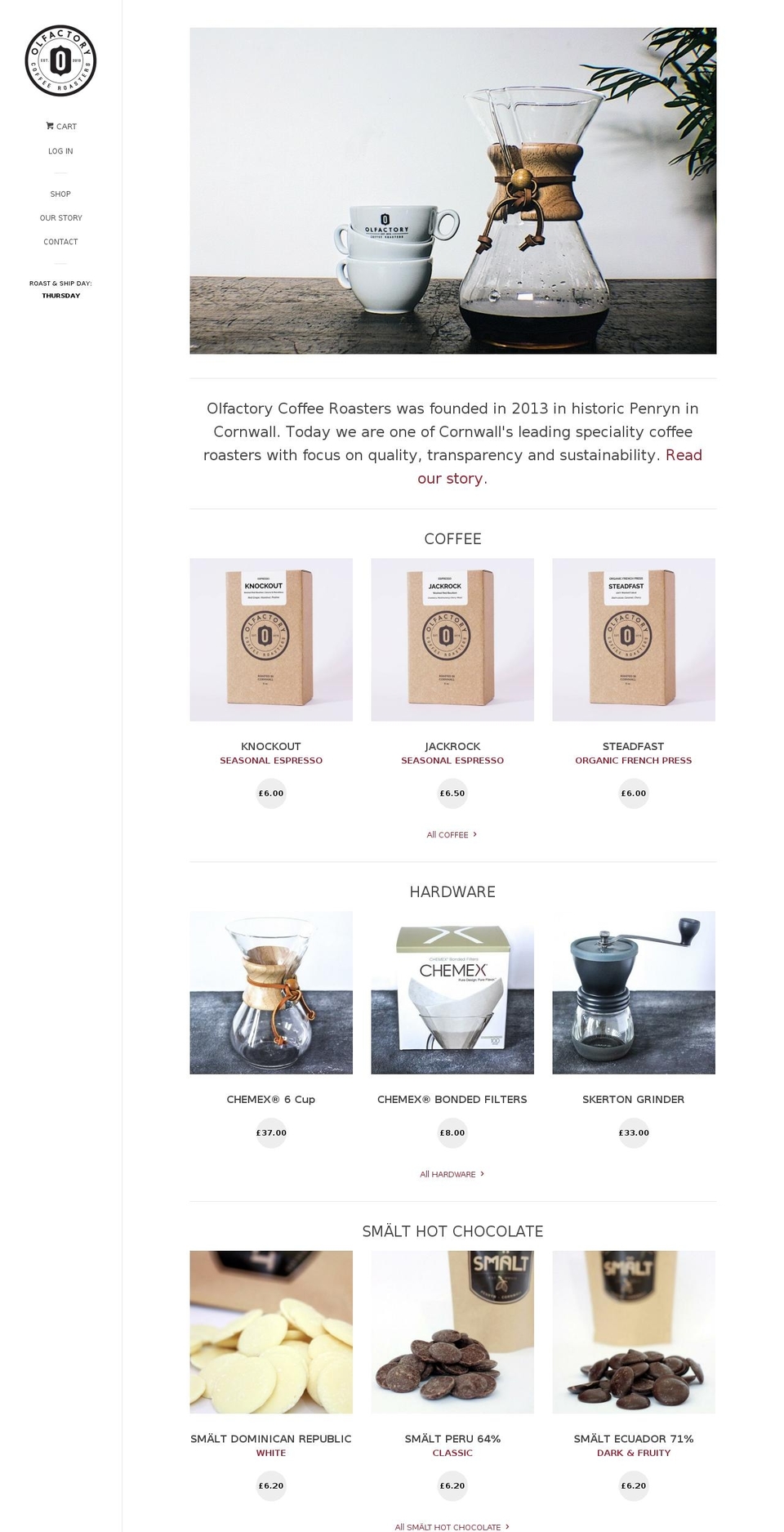 olfactorycoffee.co.uk shopify website screenshot