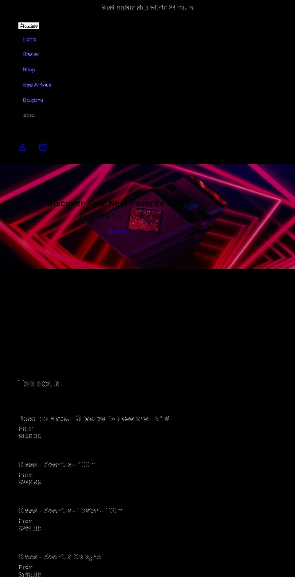 olfactoryfactoryllc.com shopify website screenshot