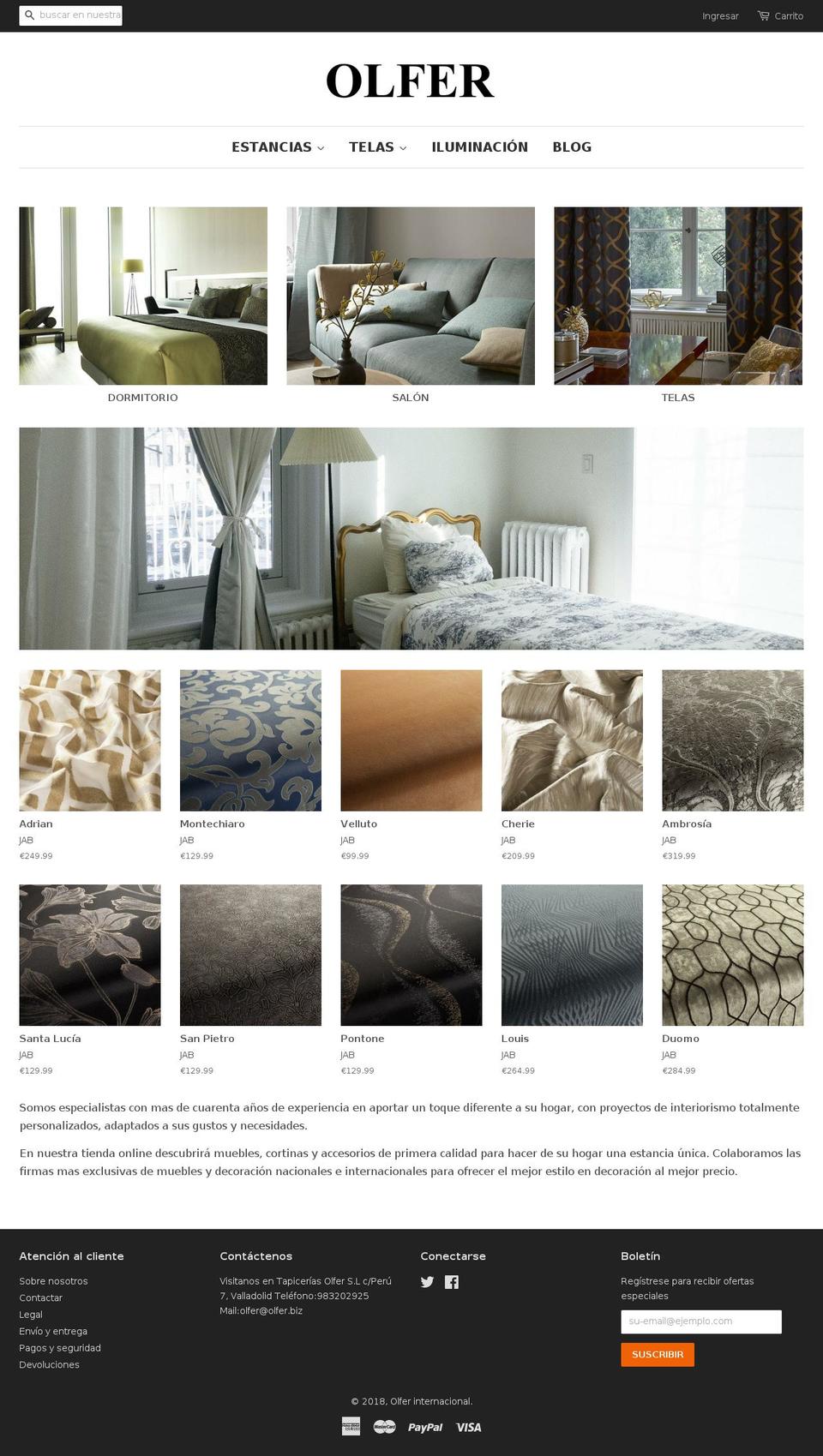 olferinternacional.com — Shopify storefront screenshot