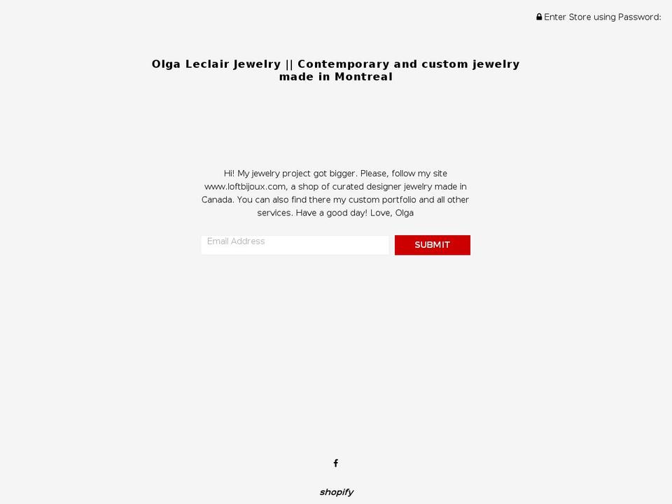 olgaleclair.com shopify website screenshot