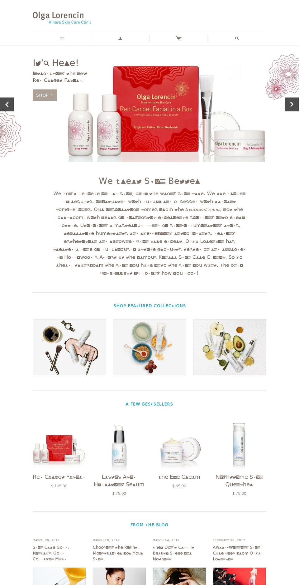 olgalorencinskincare.com shopify website screenshot