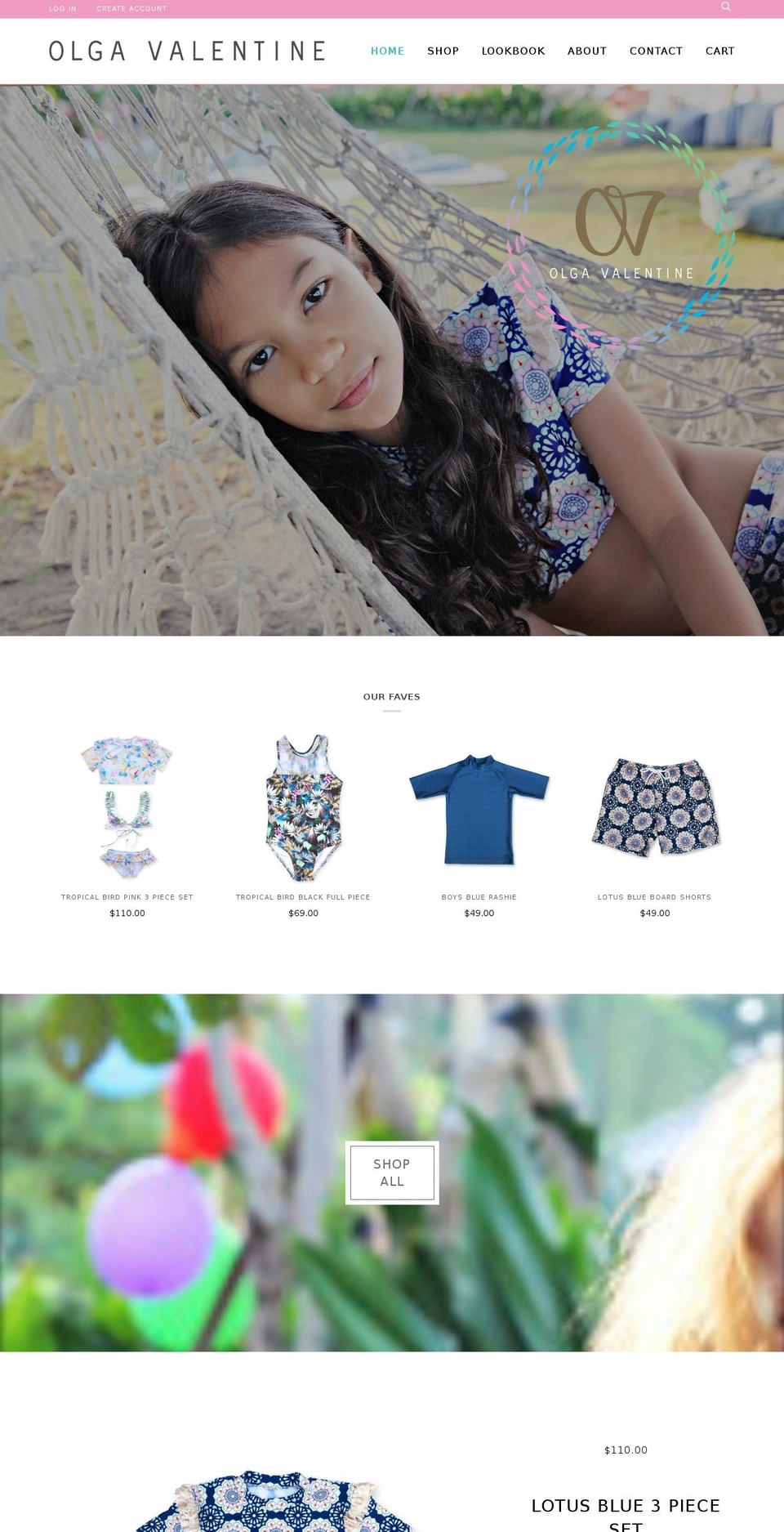 olgavalentineswimwear.com shopify website screenshot