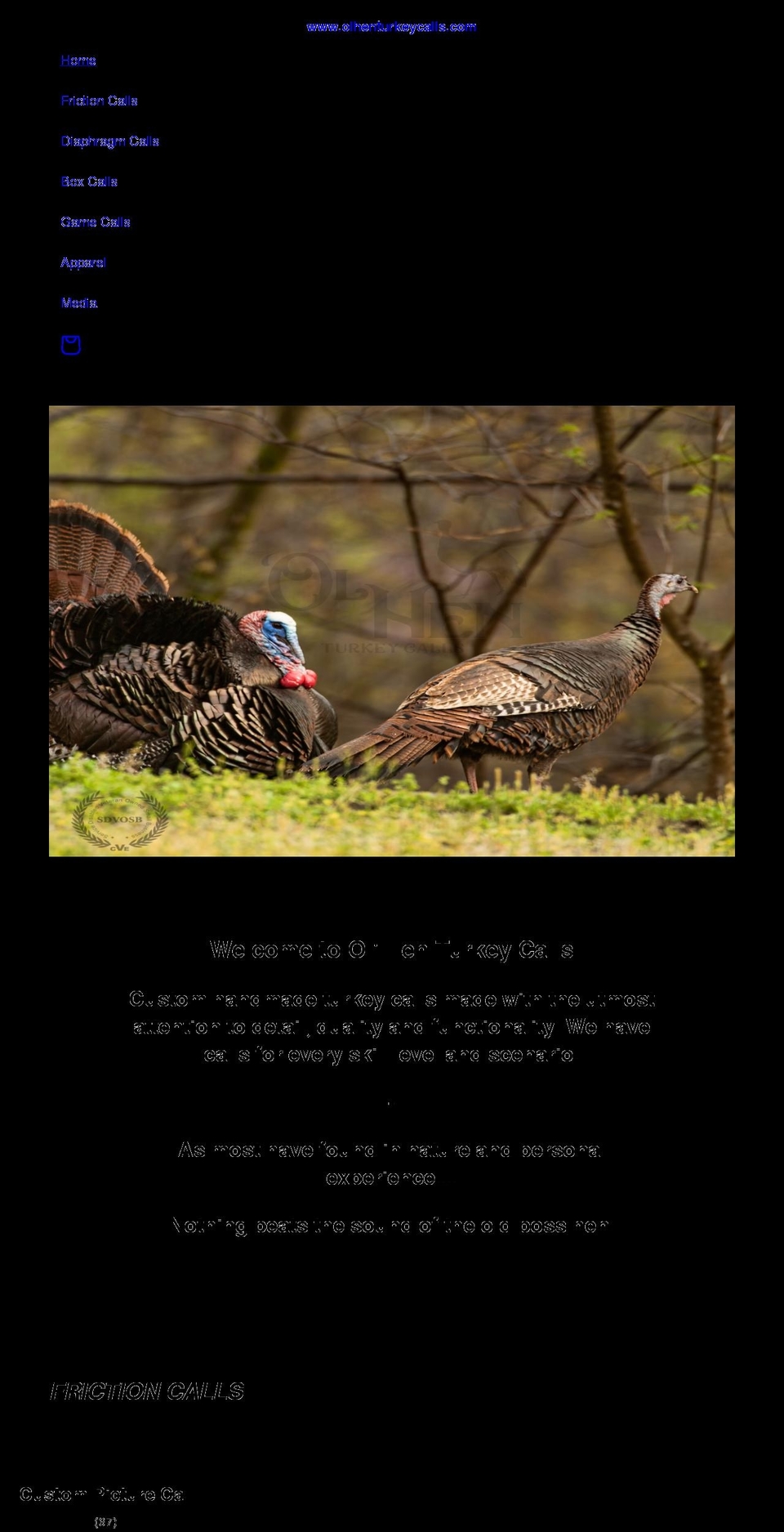 olhenturkeycalls.com shopify website screenshot