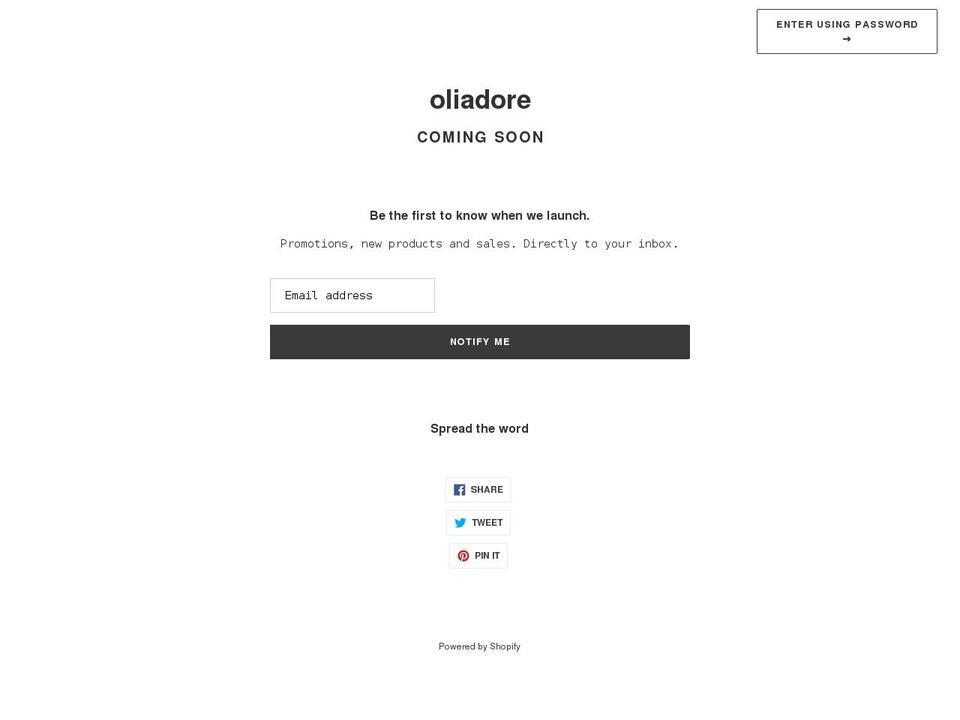 oliadore.com shopify website screenshot