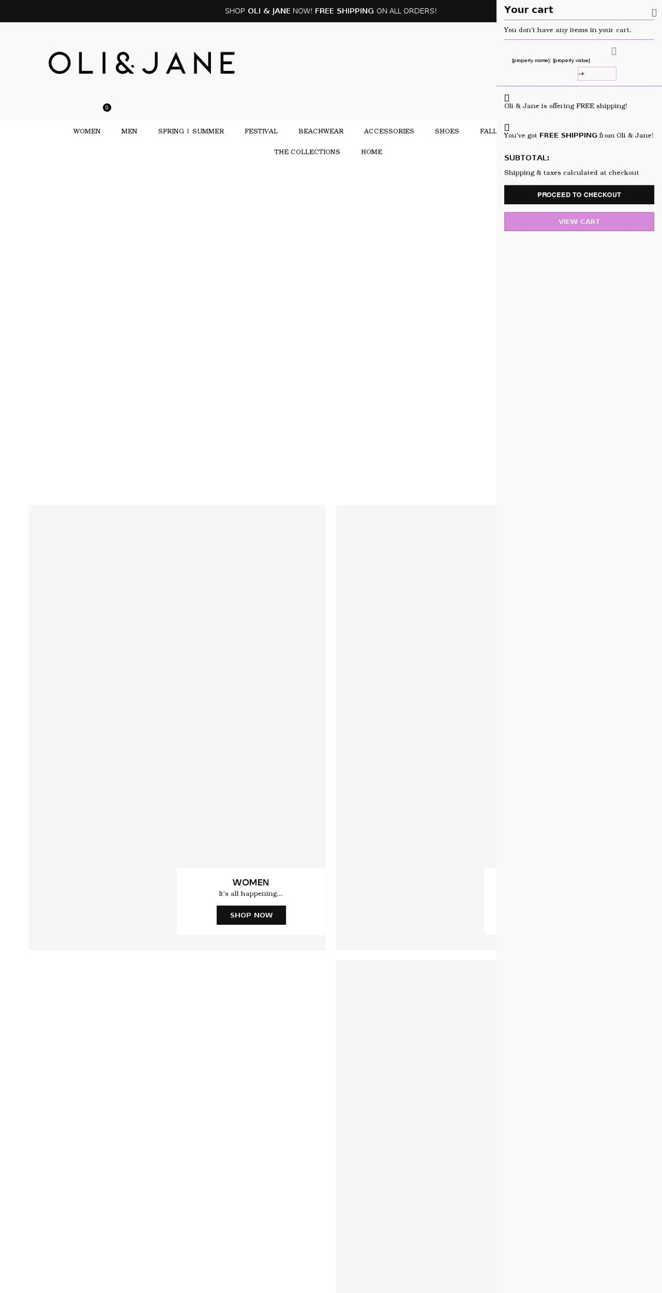 oliandjane.com — Shopify storefront screenshot
