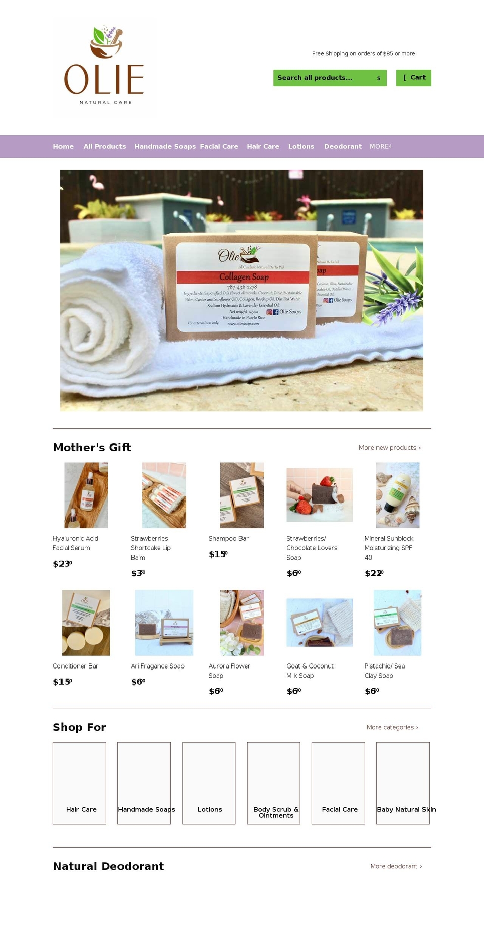 oliesoaps.com shopify website screenshot