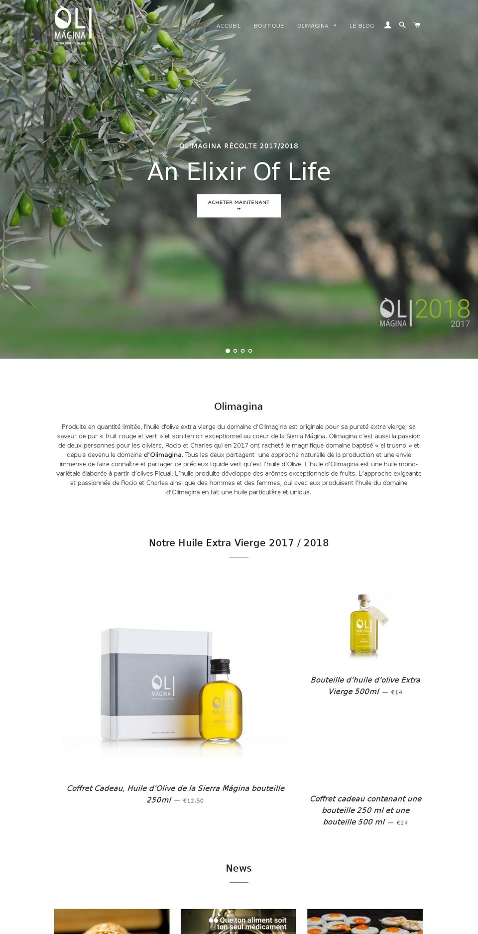 olimagina.com — Shopify storefront screenshot