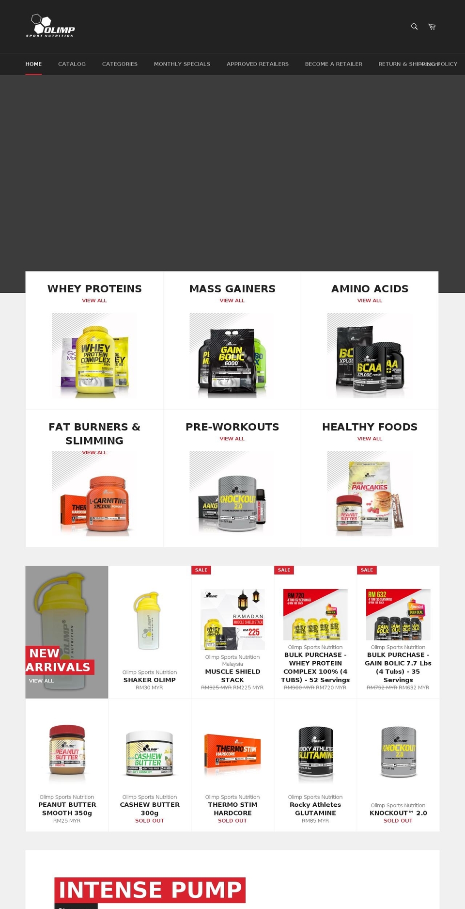 olimp-supplements.com.my shopify website screenshot