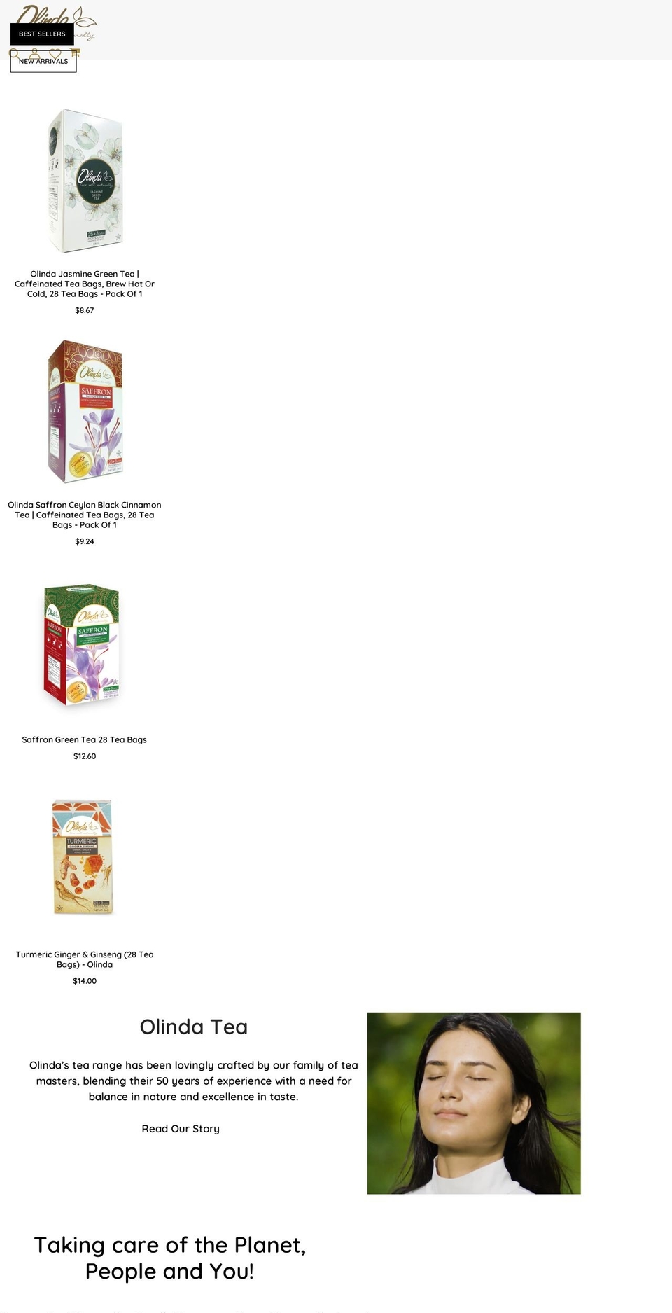 olindateas.myshopify.com shopify website screenshot