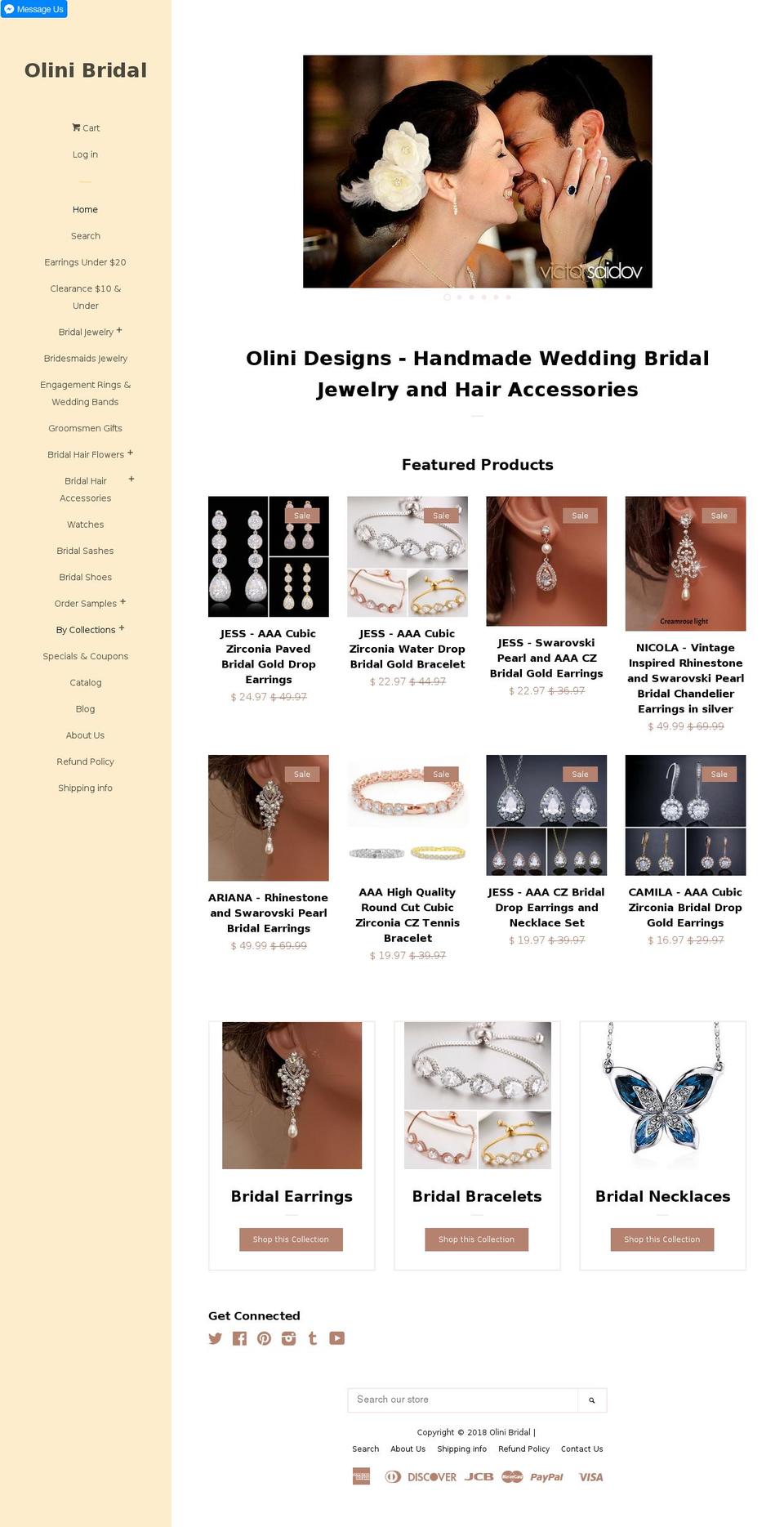olinidesigns.com shopify website screenshot