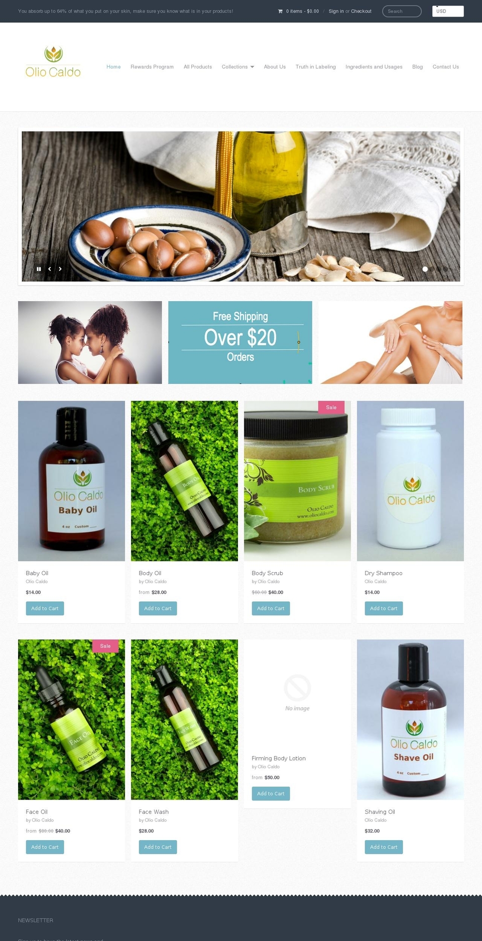 oliocaldo.com shopify website screenshot