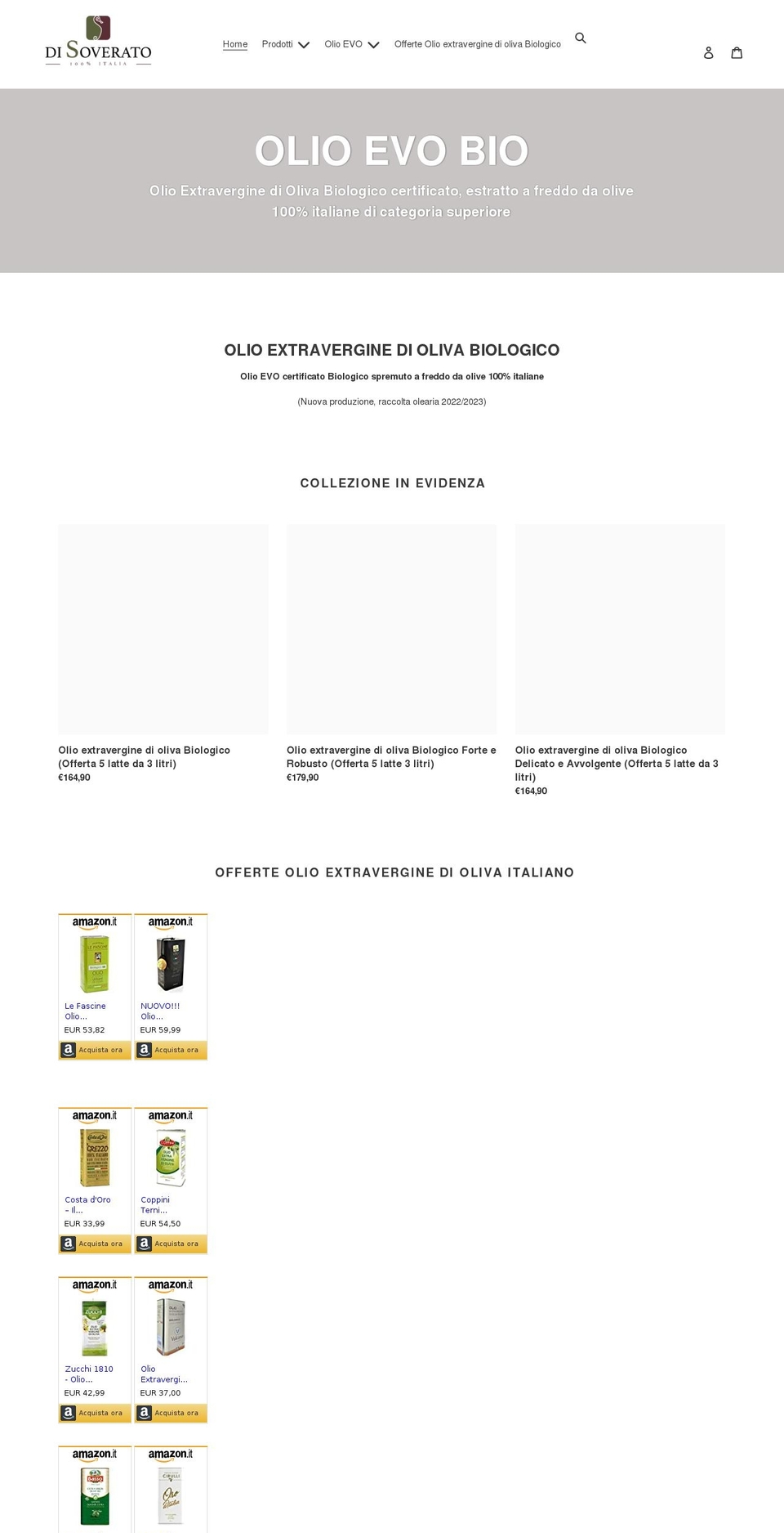 oliodisoverato.it shopify website screenshot