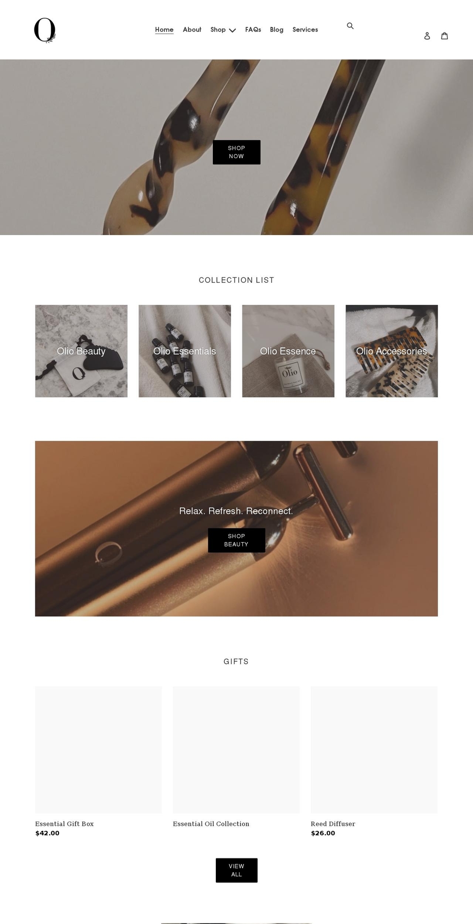 olioessence.com shopify website screenshot