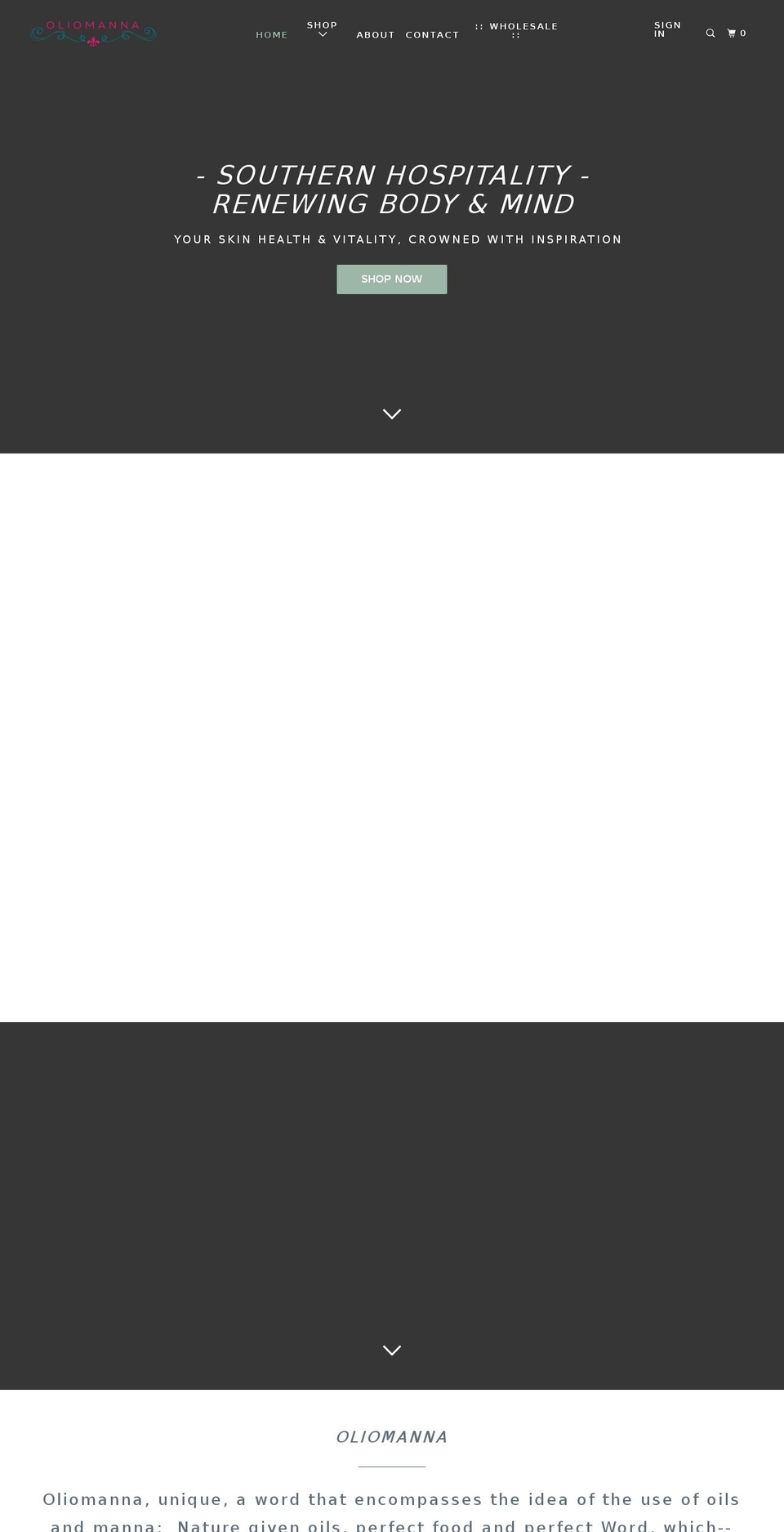 oliomanna.com — Shopify storefront screenshot