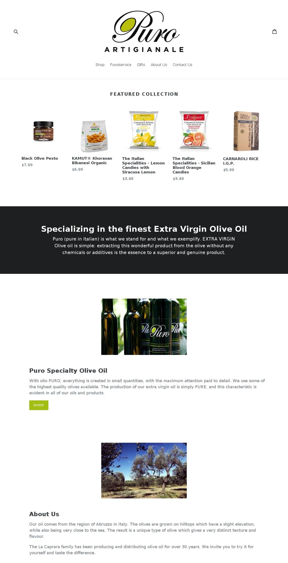 oliopuro.ca shopify website screenshot