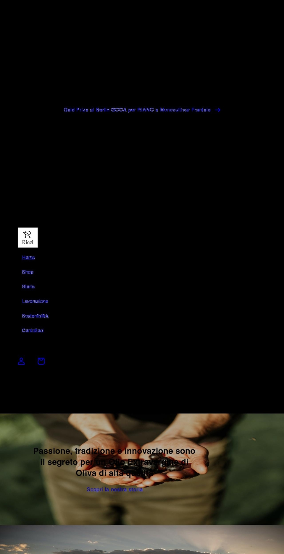 olioricci.it shopify website screenshot