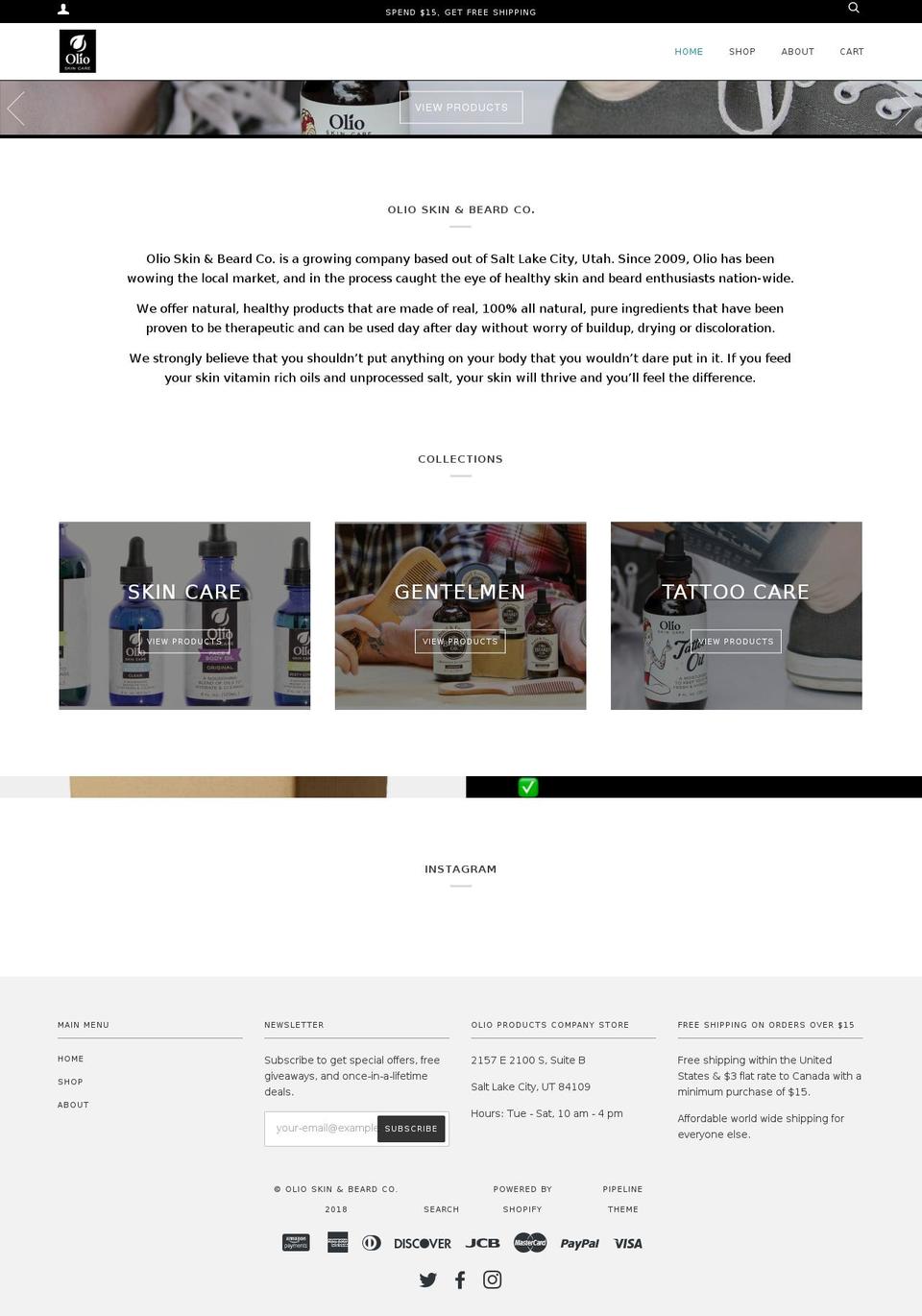 olioskin.com shopify website screenshot