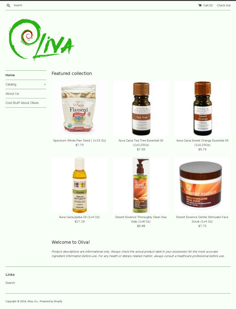 olivainc.org shopify website screenshot