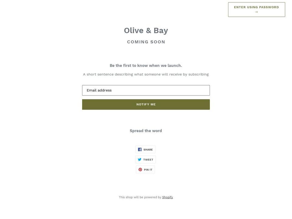 olive-bay.com — Shopify storefront screenshot