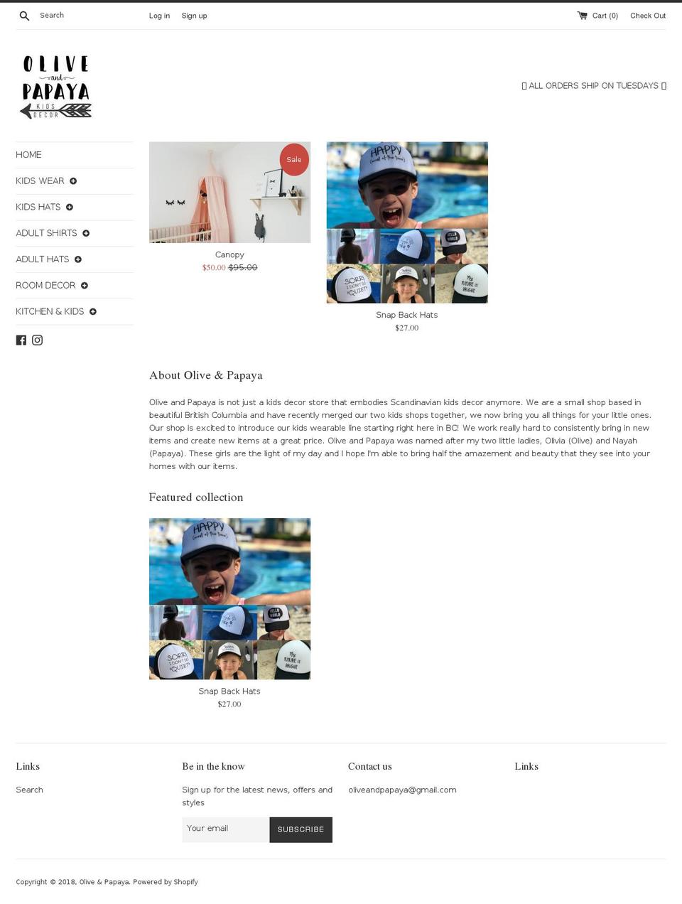 olive-papaya.com — Shopify storefront screenshot