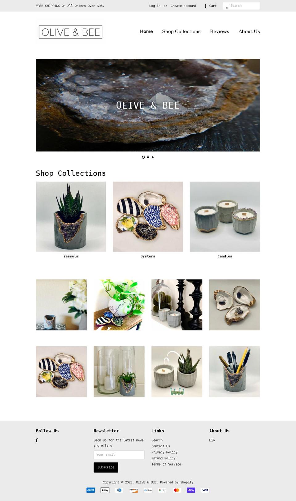 oliveandbee.net shopify website screenshot