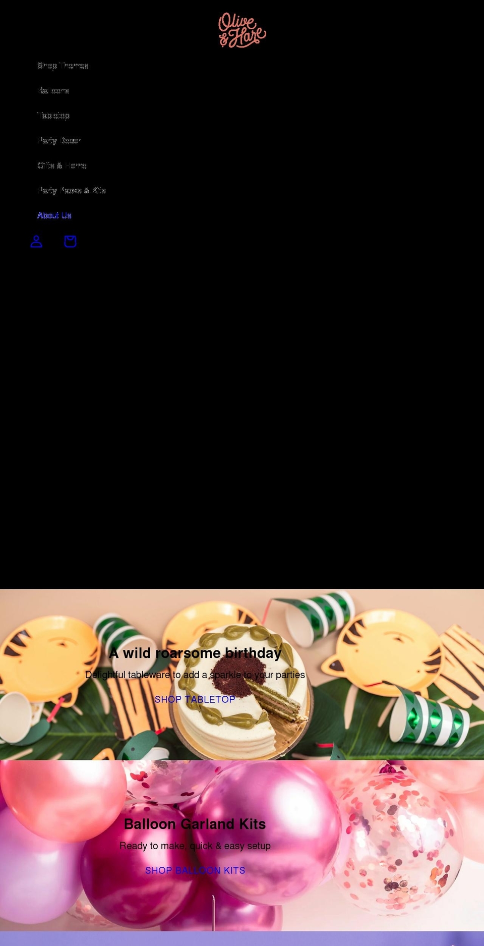 oliveandhare.com shopify website screenshot