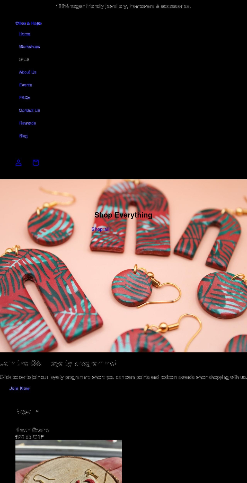 oliveandhope.co.uk shopify website screenshot