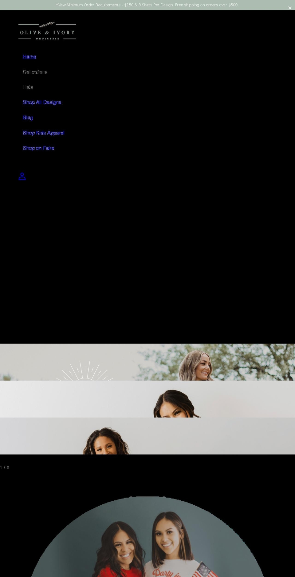 oliveandivorywholesale.com shopify website screenshot