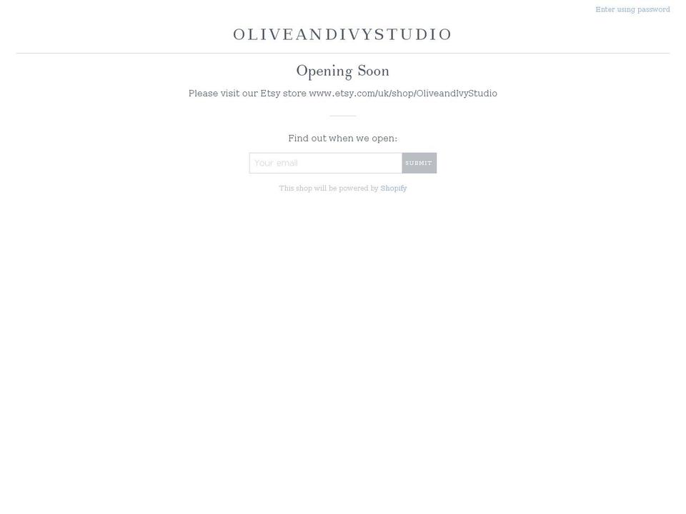 oliveandivystudio.co.uk shopify website screenshot