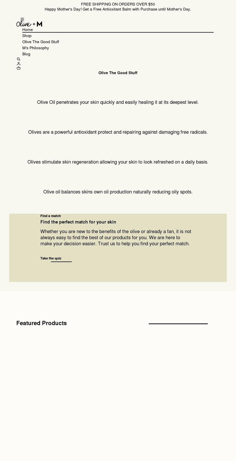 oliveandm.com shopify website screenshot