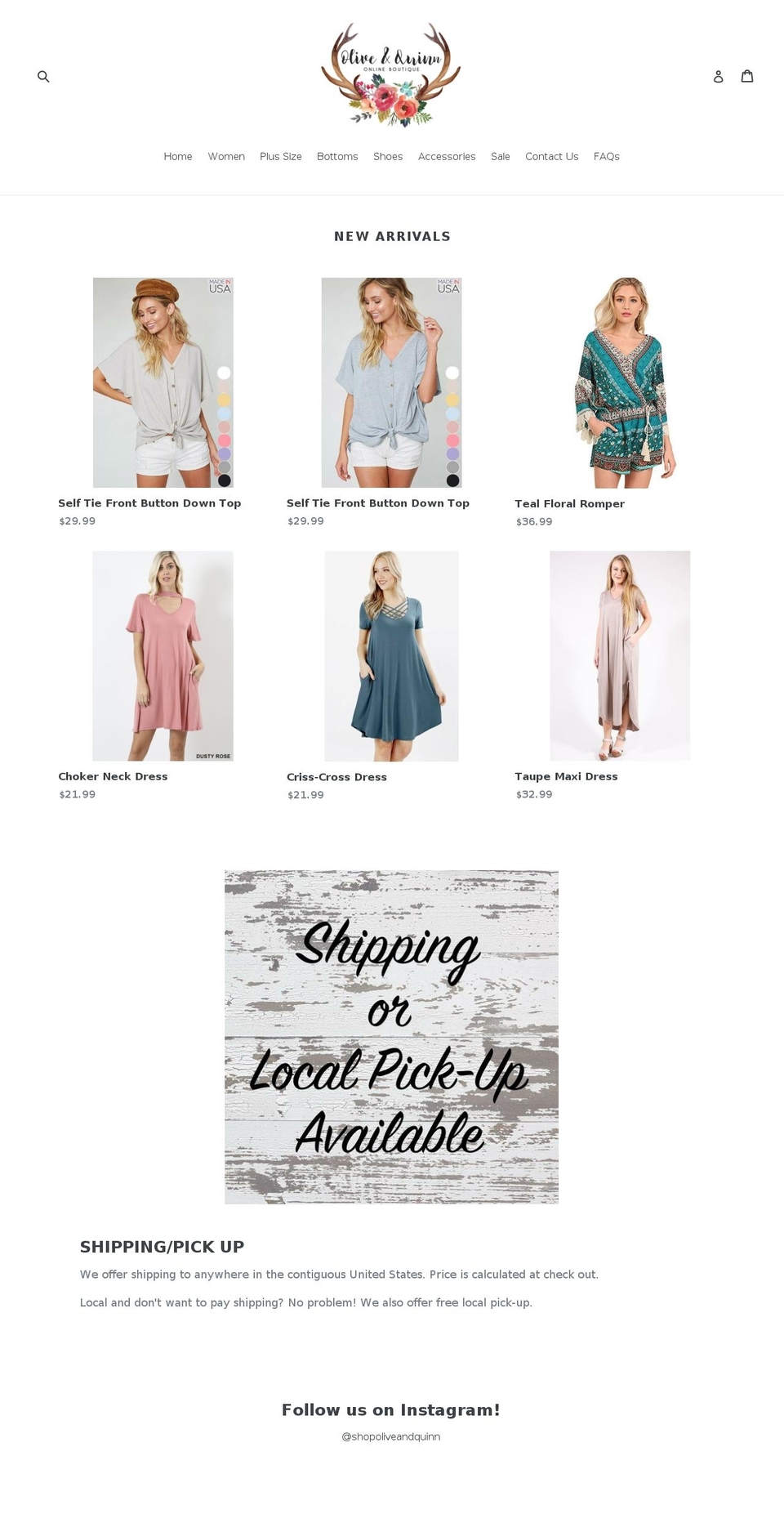 oliveandquinn.com — Shopify storefront screenshot