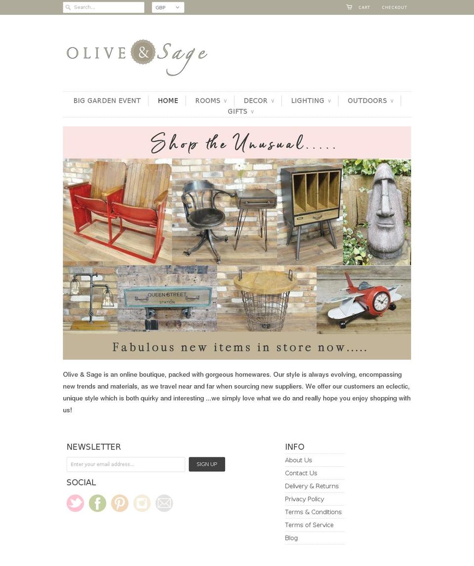 oliveandsage.co.uk shopify website screenshot