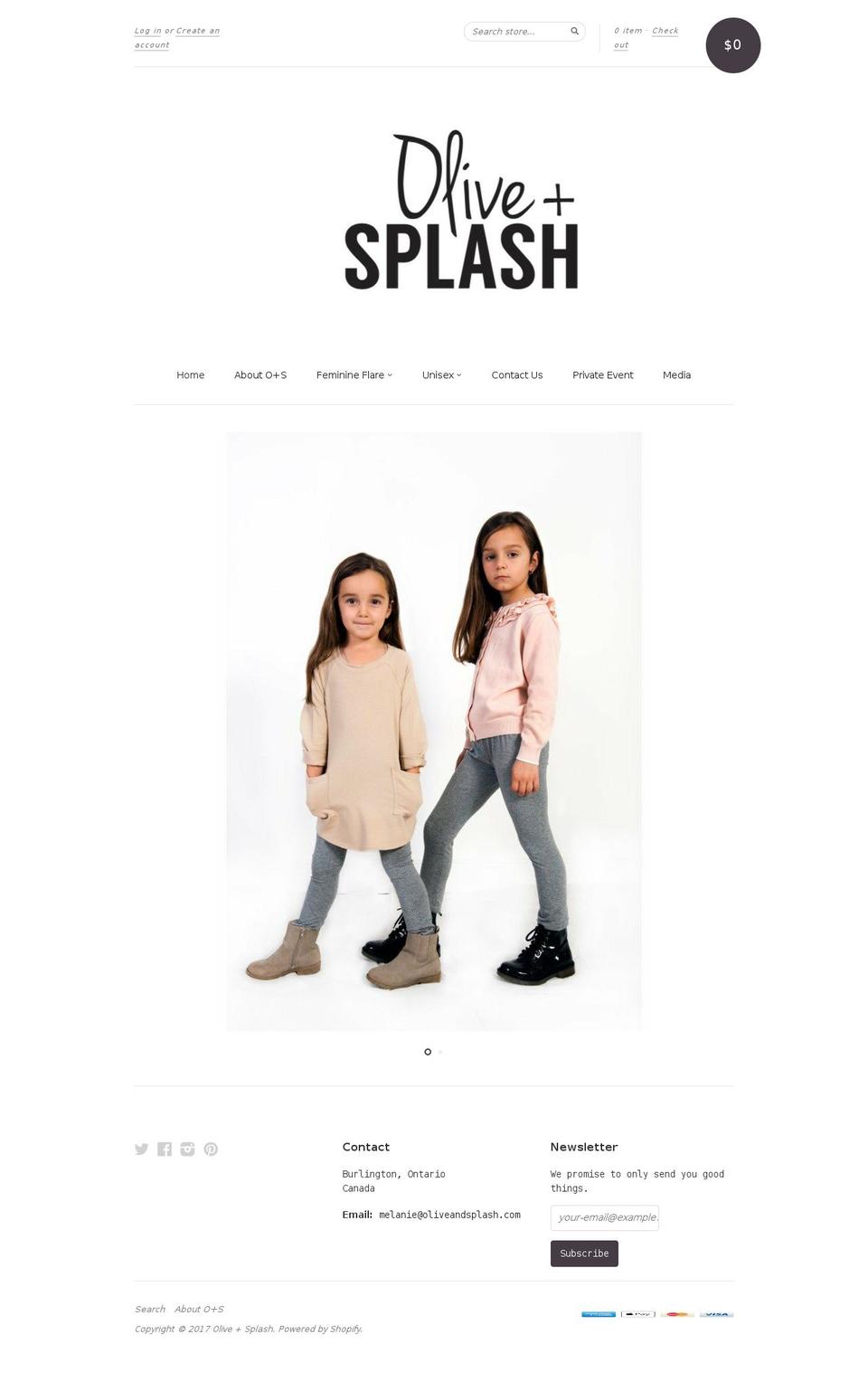 oliveandsplash.com shopify website screenshot