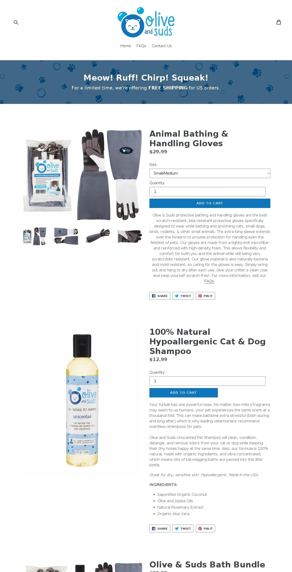 oliveandsuds.com — Shopify storefront screenshot