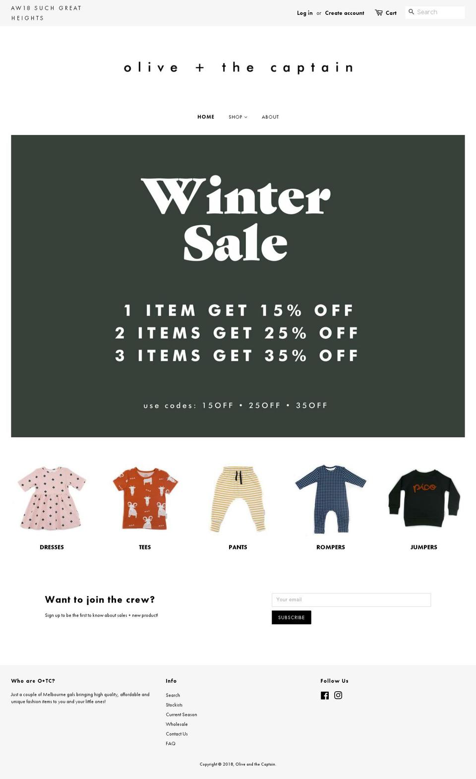oliveandthecaptain.com — Shopify storefront screenshot